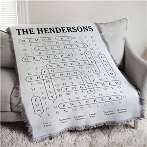 Personalized Family Name Word Search Afghan Throw 830155215