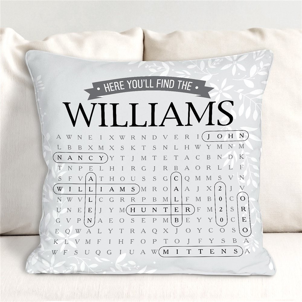 Personalized Here You'll Find Word Search Throw Pillow GiftsForYouNow