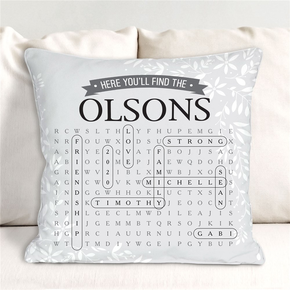 Personalized Word Search Throw Pillow | Word Search Gifts