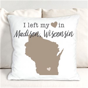 Left My Heart In Personalized State With Symbol Throw Pillow 830157403X