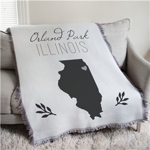 Personalized City And State Symbol 50x60 Afghan Throw 830157435L