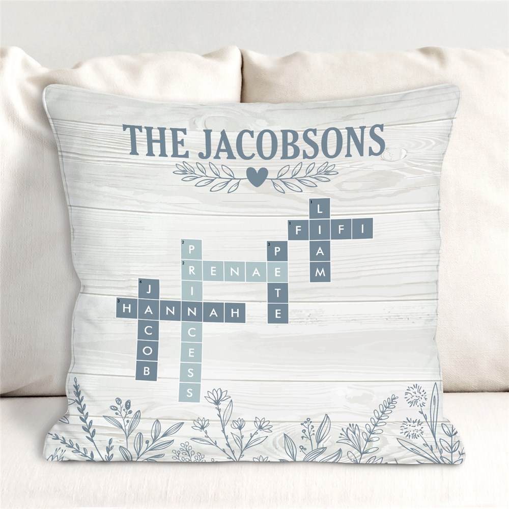 Personalized Blue Floral Cross Word Throw Pillow 830157503WB