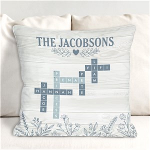 Personalized Blue Floral Cross Word Throw Pillow 830157503WB