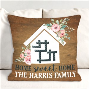 Floral Crossword Throw Pillow | Personalized Puzzle Pillow