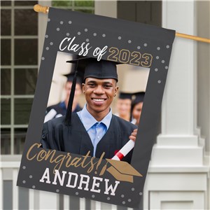 Personalized Class Of With Confetti Graduation House Flag