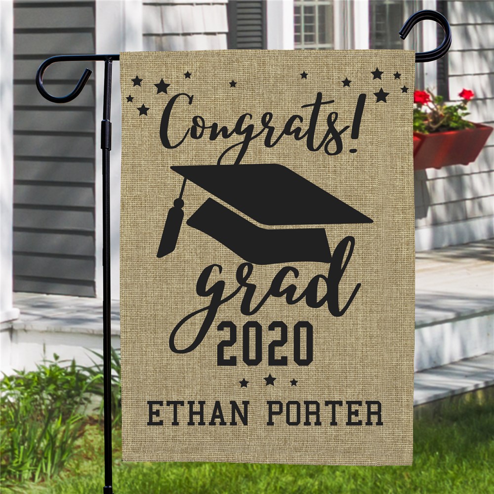 Personalized Congrats Grad Burlap Garden Flag GiftsForYouNow