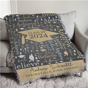 Personalized Class Of Graduation Word-Art 50x60 Afghan Throw 830160385L