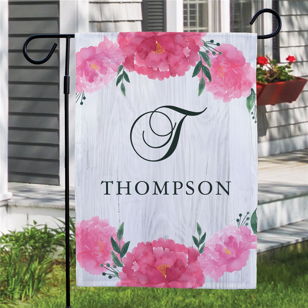 Personalized Pink Peonies Garden Flag