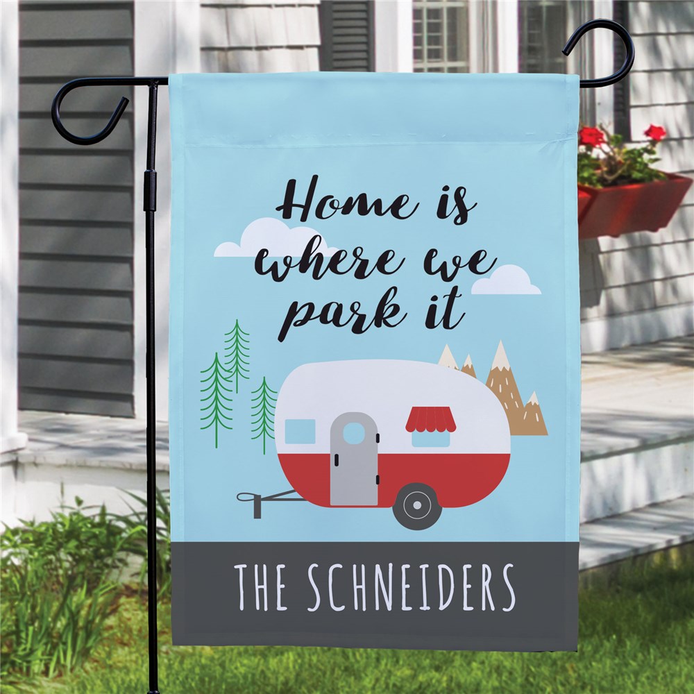 Personalized Home Is Where We Park It Garden Flag