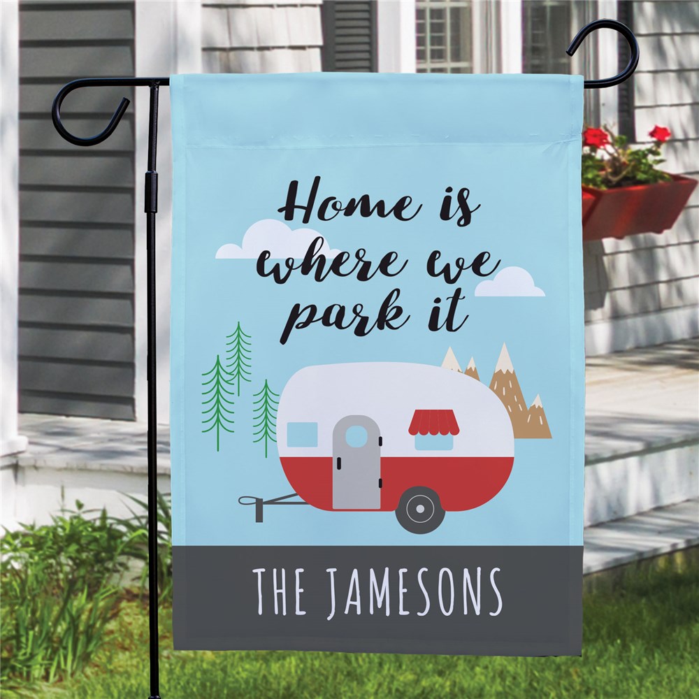 Personalized Home Is Where We Park It Garden Flag