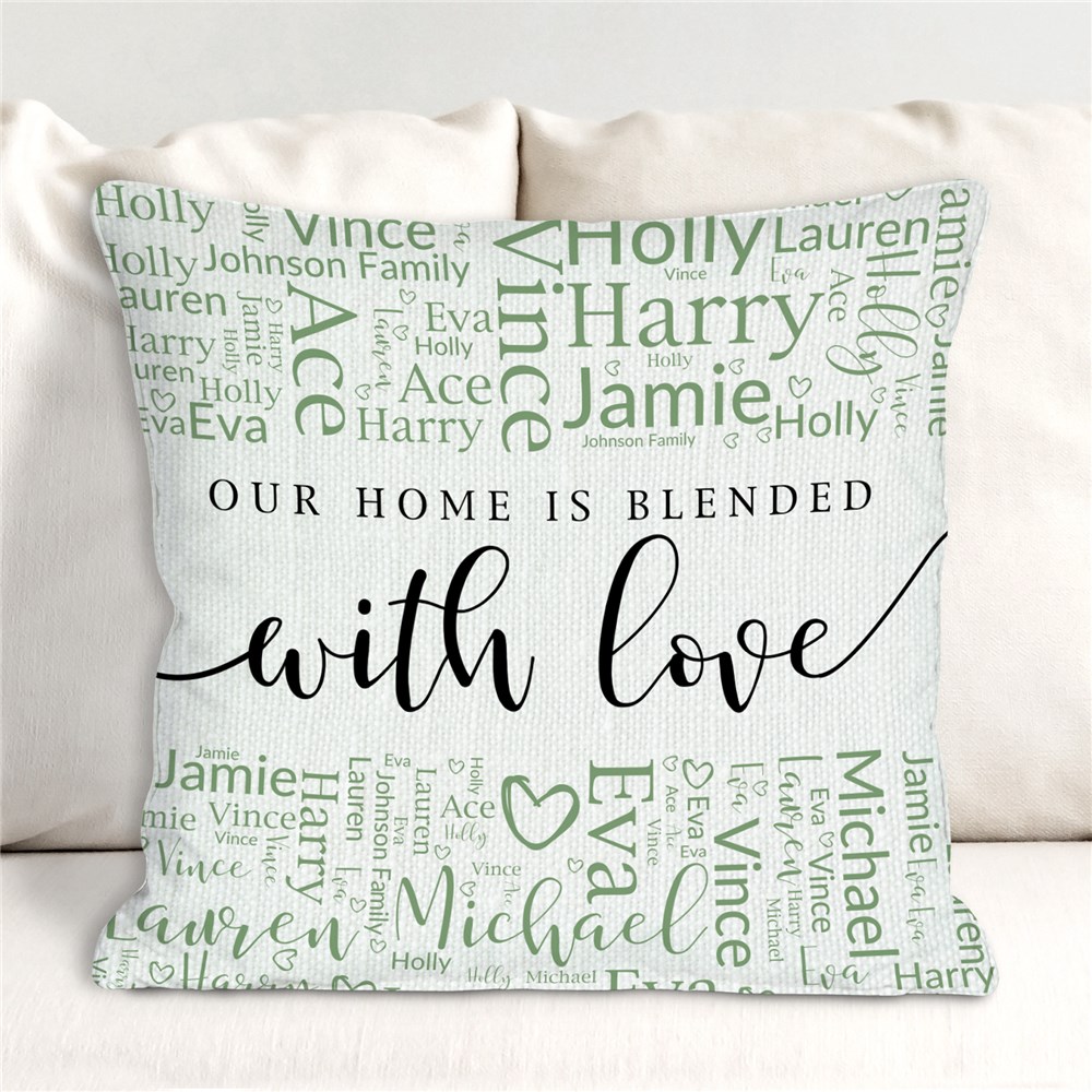 Personalized Blended Family Word Art Throw Pillow