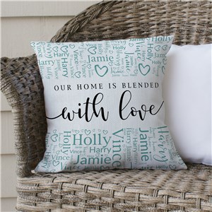 Personalized Blended Family Word Art Throw Pillow