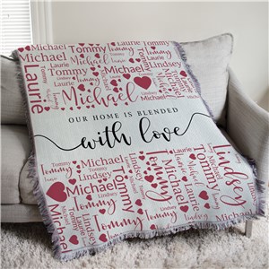 Personalized Blended With Love Word Art 50x60 Afghan Throw 830167595L