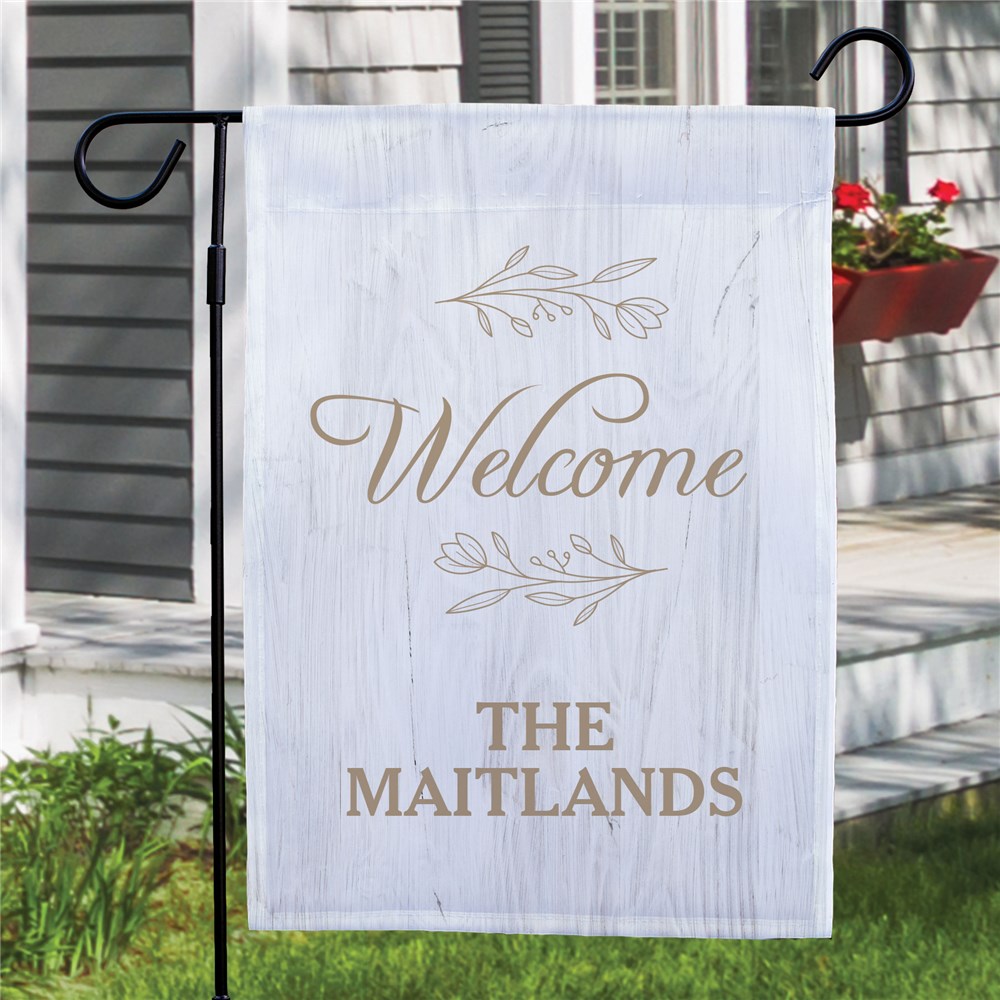 Personalized Welcome with Branches Garden Flag