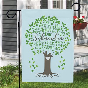Personalized Family Tree Word-Art Garden Flag