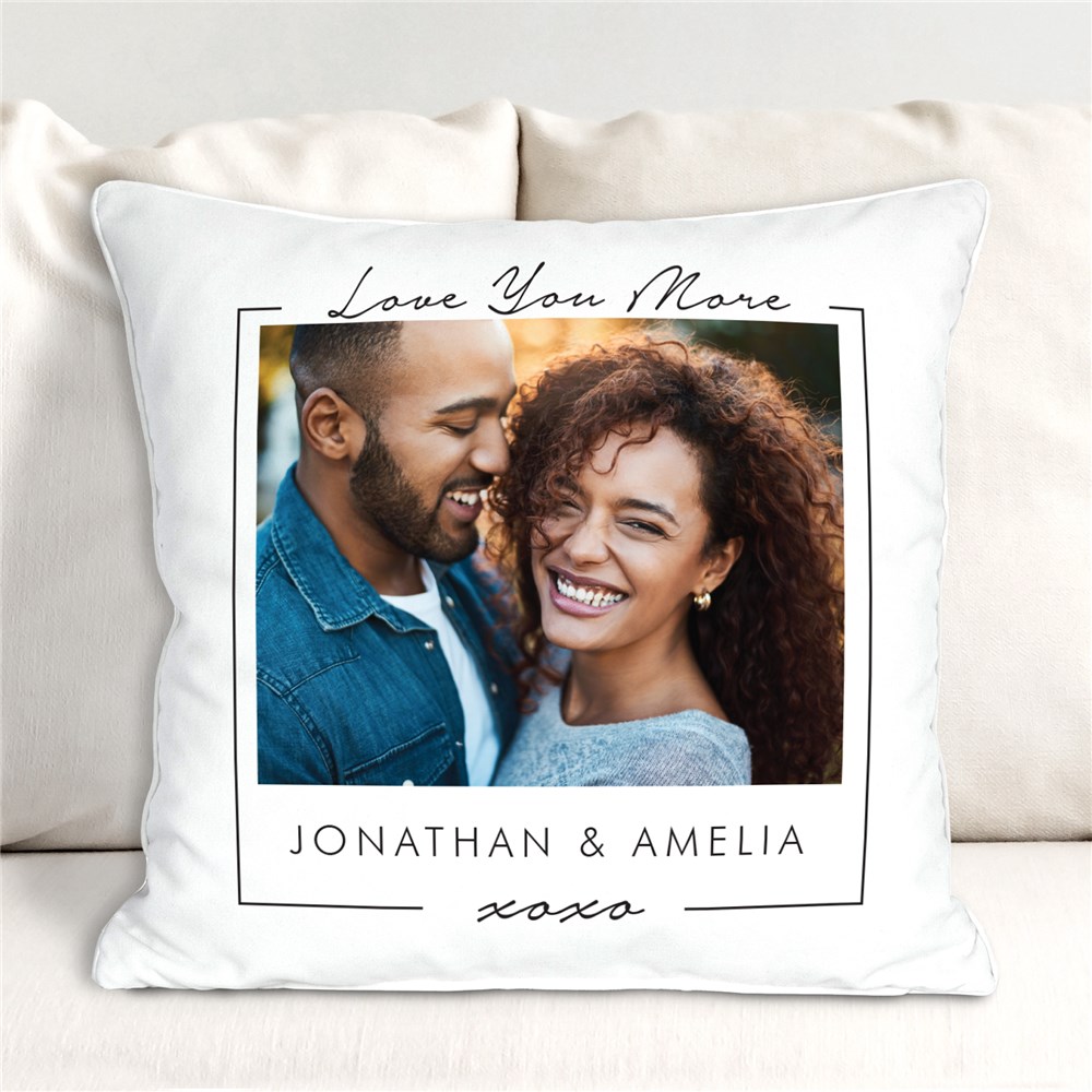 Personalized Love You More Couple's Photo Throw Pillow