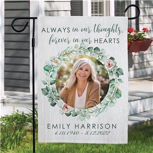 Personalized Always in Our Thoughts Garden Flag 830174642X