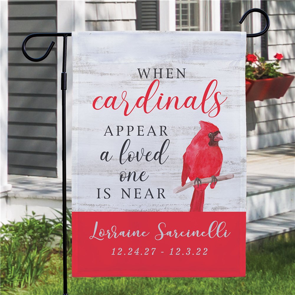 When Cardinals Appear Personalized Memorial Garden Flag