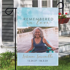 Personalized Remembered in Love Garden Flag