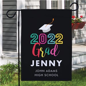 Personalized Colorful Grad Garden Flag with Year