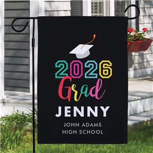 Personalized Colorful Grad Garden Flag with Year
