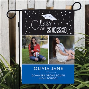 Personalized Class Of with 2 Photos Grad Garden Flag