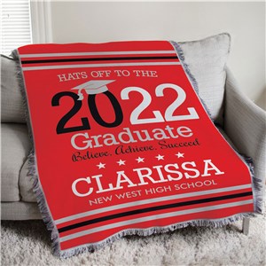Personalized Hats off to the Graduate Afghan Throw