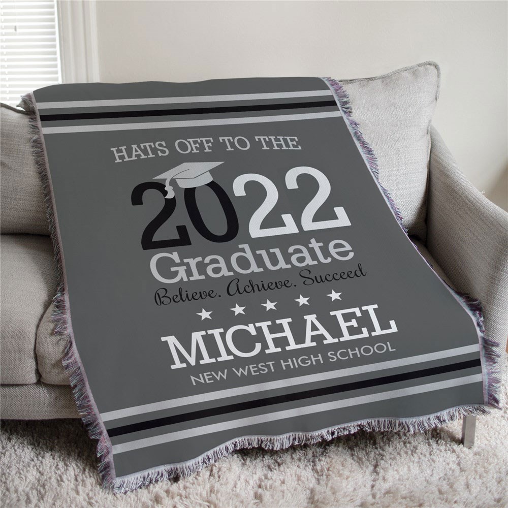 Personalized Hats off to the Graduate 50x60 Afghan Throw