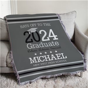 Personalized Hats off to the Graduate 50x60 Afghan Throw