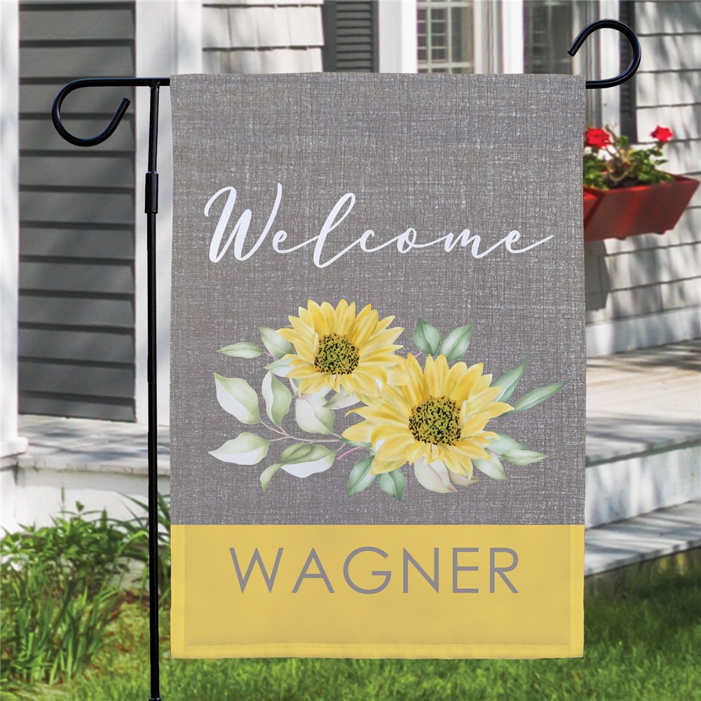 Personalized Sunflower Welcome Garden Flag