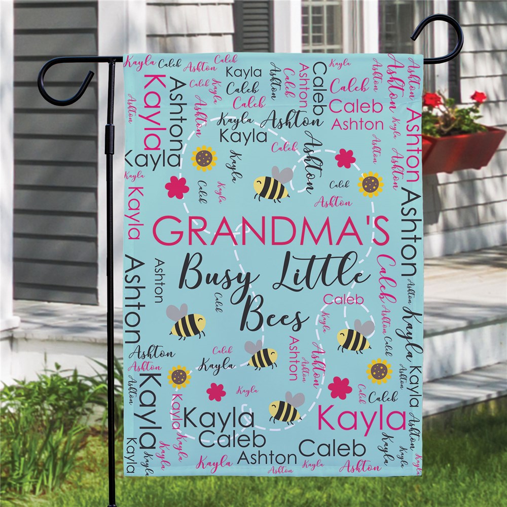 Personalized Busy Bees Word Art Garden Flag