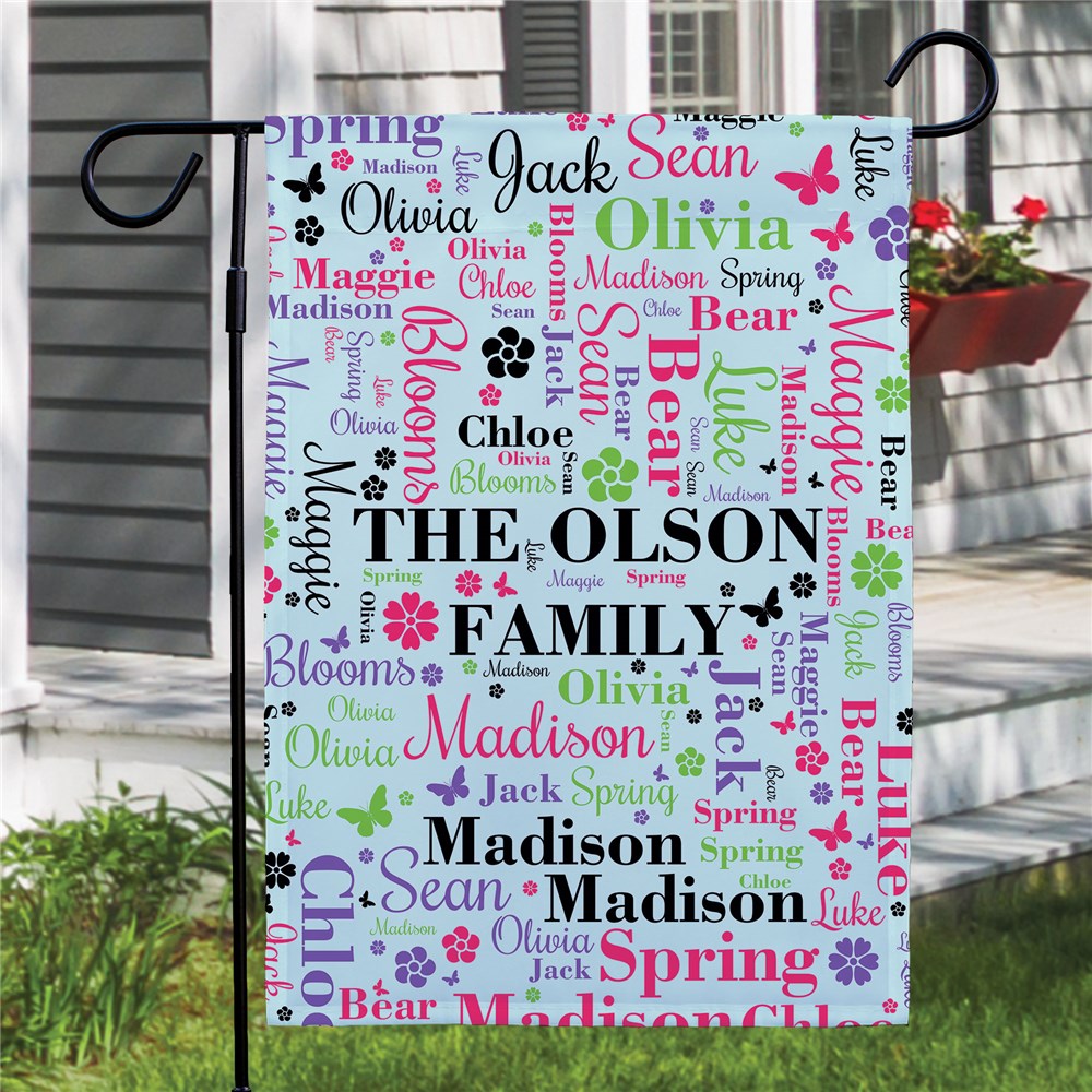 Personalized Bright Spring Word Art Garden Flag
