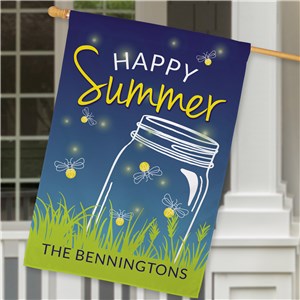 Personalized Happy Summer Fireflies House Flag
