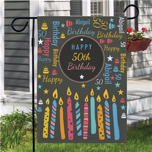 Personalized Birthday Candles Word Art Garden Flag