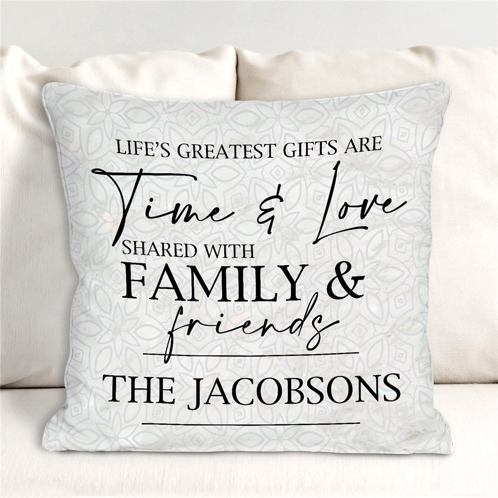 Personalized Time & Love Shared with Family Throw Pillow