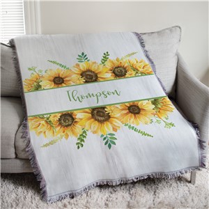 Personalized Sunflowers 50x60 Afghan Throw