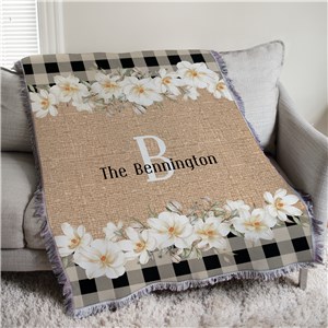 Personalized Floral Plaid 50x60 Afghan Throw