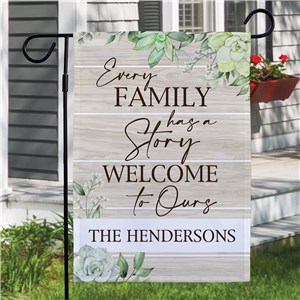 Personalized Every Family has a Story Garden Flag
