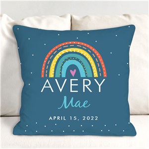 Personalized Rainbow Baby Throw Pillow for Nursery