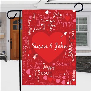 Personalized Heart & Arrow Word-Art Garden Flag for Couples