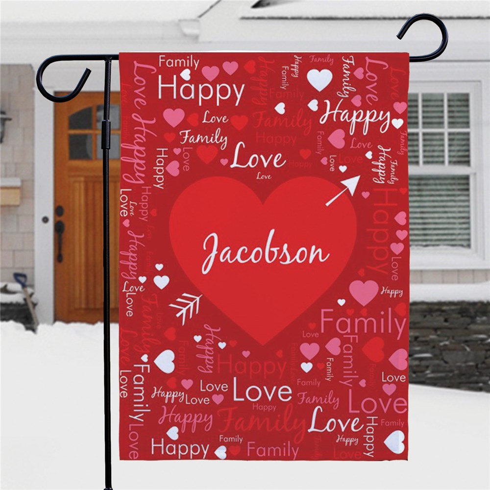 Personalized Heart & Arrow Word-Art Garden Flag for Couples