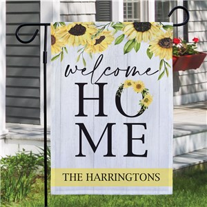 Personalized Welcome Home Sunflowers Garden Flag