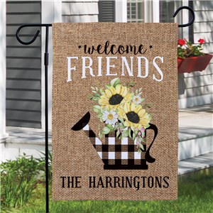 Personalized Welcome Friends Garden Flag with Floral Design