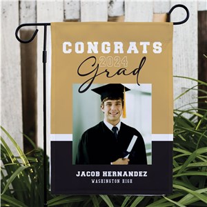 Personalized Congrats Grad with Photo Garden Flag
