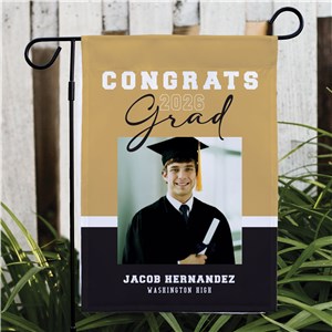 Personalized Congrats Grad with Photo Garden Flag