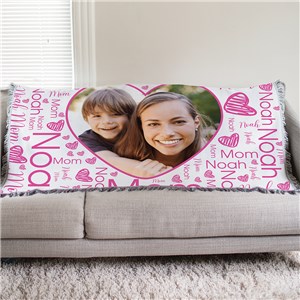 Personalized Word-Art 50x60 Photo Afghan Throw for Mom or Grandma