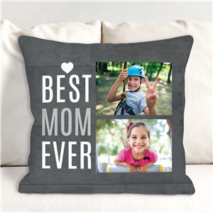 Personalized Best Mom Ever Throw Pillow with Photos