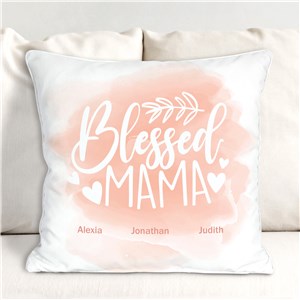 Personalized Blessed Mama Throw Pillow