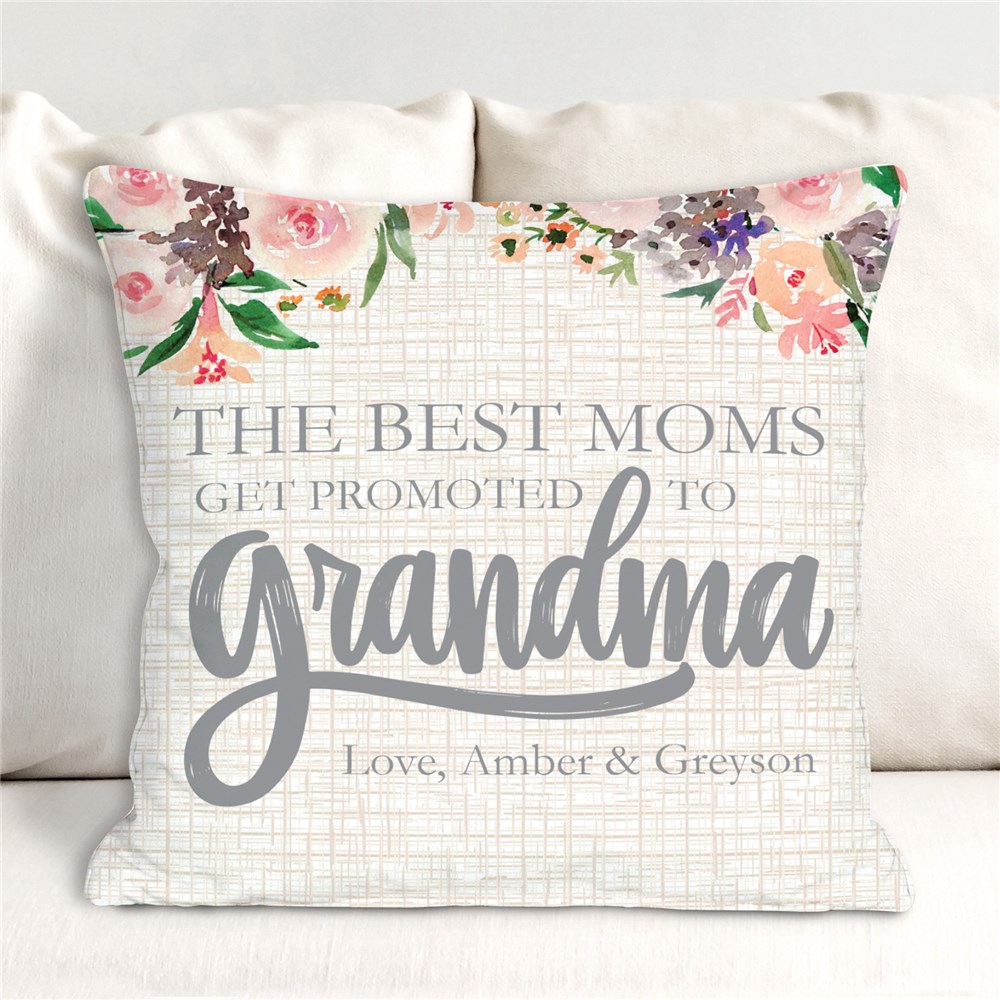 Personalized Best Moms Get Promoted to Grandma Throw Pillow