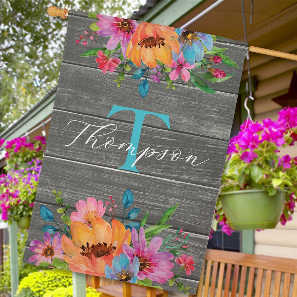 Personalized Rustic Florals House Flag 830196602LX